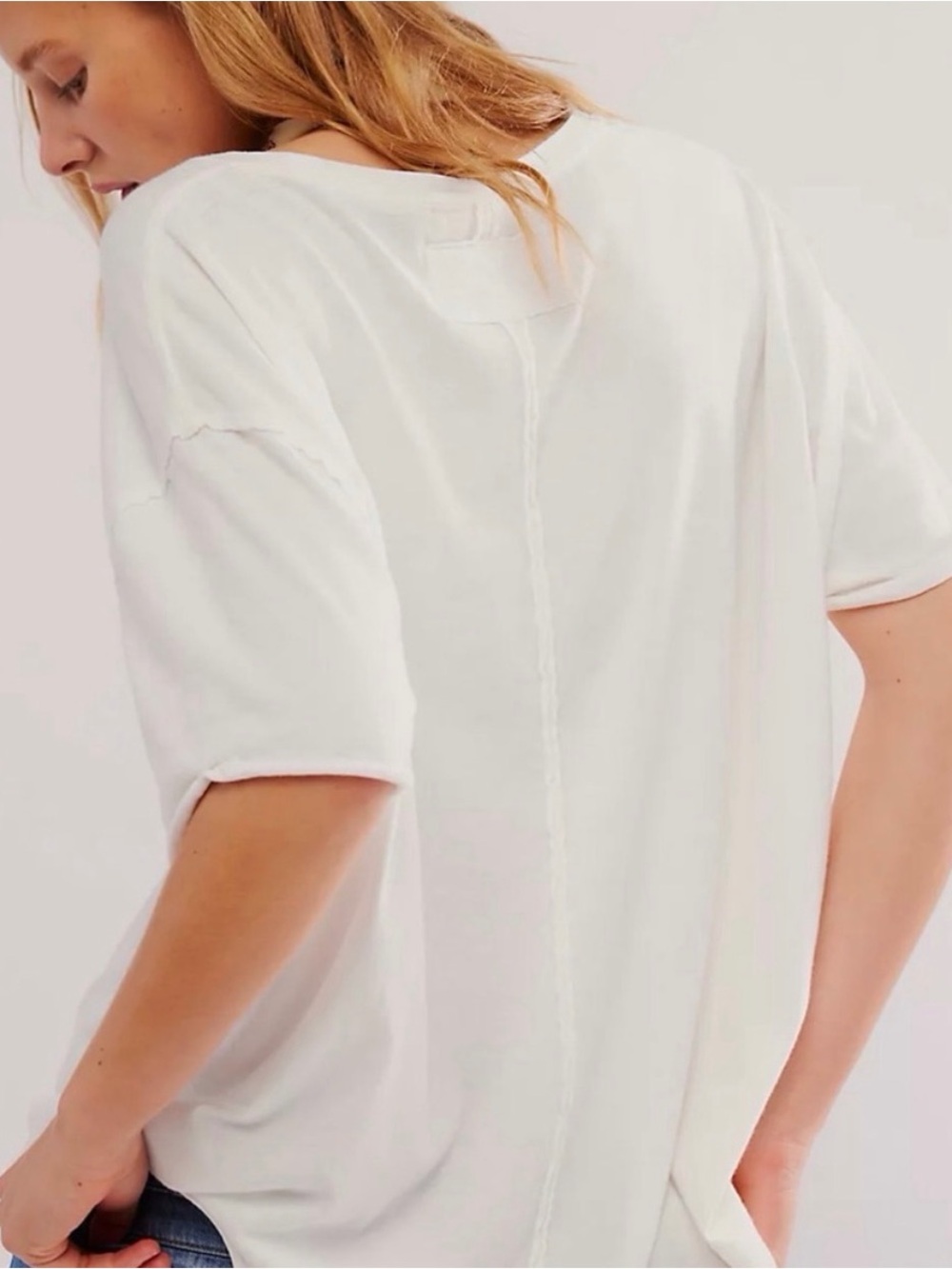 We The Free Off White Boxy Short Sleeve Nina Tee